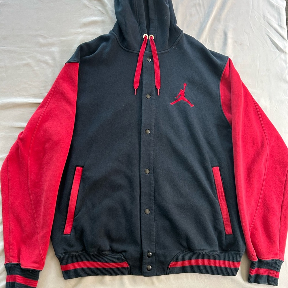 Jordan Varsity Style Full-Zip Hoodie Jacket XXL Black Red Jumpman